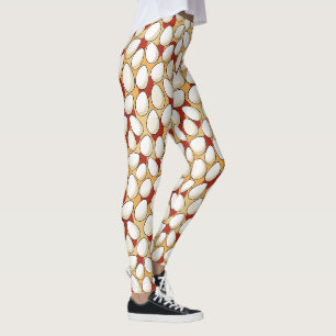 Weiße Hühnereier über einem roten und braunen Land Leggings