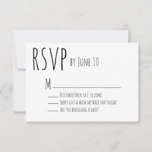Weiße humorvolle Hochzeits-RSVP-Karte RSVP Karte