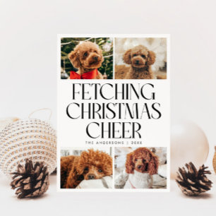 Weiße Hunde-Foto-Weihnachtskarte "Fröhliche Weihna Feiertagskarte