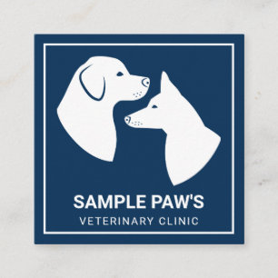 Weiße Hunde - Silhouetten in der Blue - Veterinary Quadratische Visitenkarte