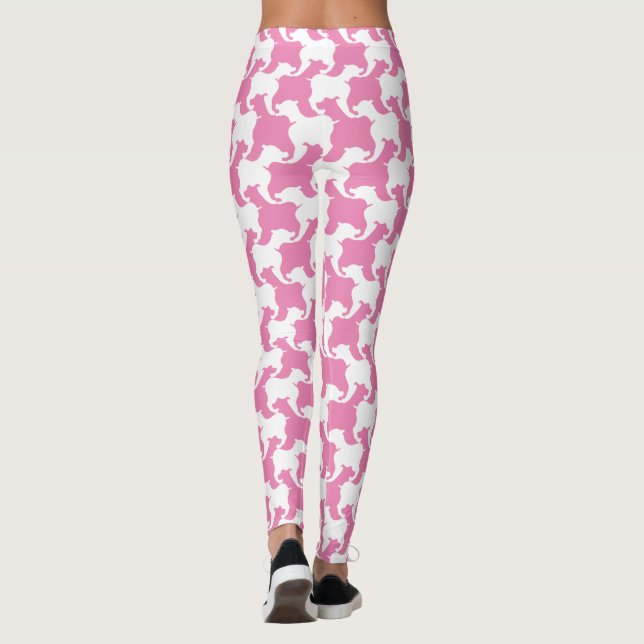 Weiße Hunde und Hahnentrittmuster auswählen Leggin Leggings (Rückseite)