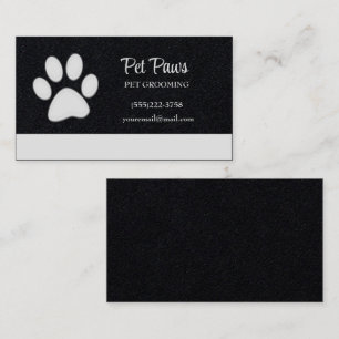 Weiße Hundekuh auf schwarzem Pet Grooming Service Visitenkarte