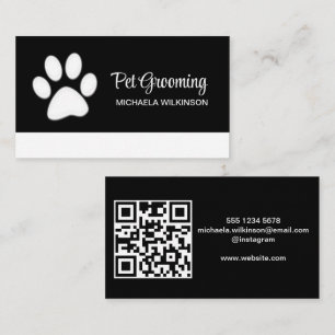 Weiße Hundekuh auf schwarzem Pet Grooming Service Visitenkarte