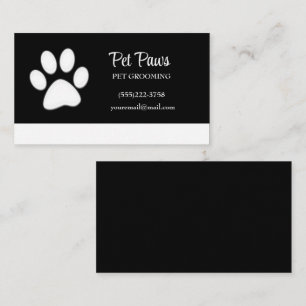 Weiße Hundekuh auf schwarzem Pet Grooming Service Visitenkarte