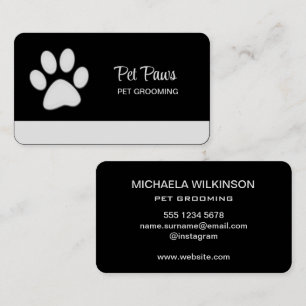 Weiße Hundekuh auf schwarzem Pet Grooming Service Visitenkarte