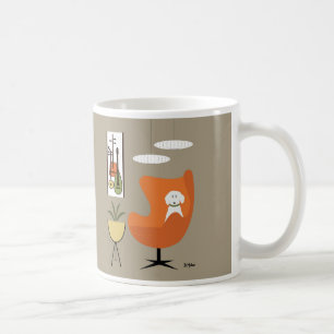 Weiße Hündin Mitte des Jahrhunderts, Orangeneier S Kaffeetasse