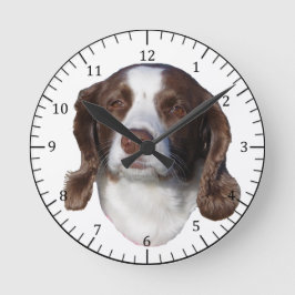 Weiße Hundsuhr Runde Wanduhr