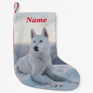 Weiße Husky-Hunde im Schnee Kleiner Weihnachtsstrumpf