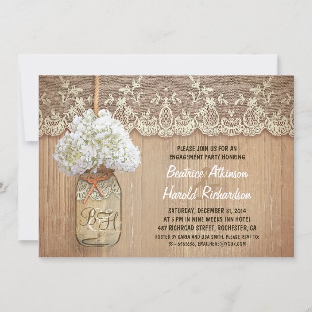 Weiße Hydrangea-Anhängerin Einladung (Vorderseite)