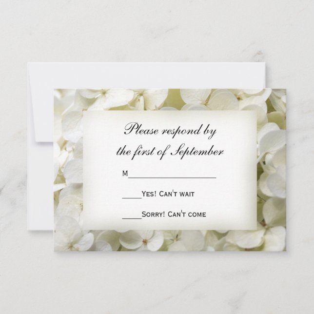 Weiße Hydrangea Floral Wedding RSVP Card (Vorderseite)