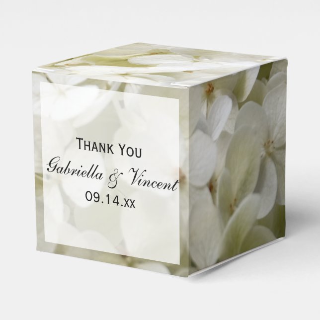Weiße Hydrangea-Hochzeit Geschenkschachtel (Vorderseite)