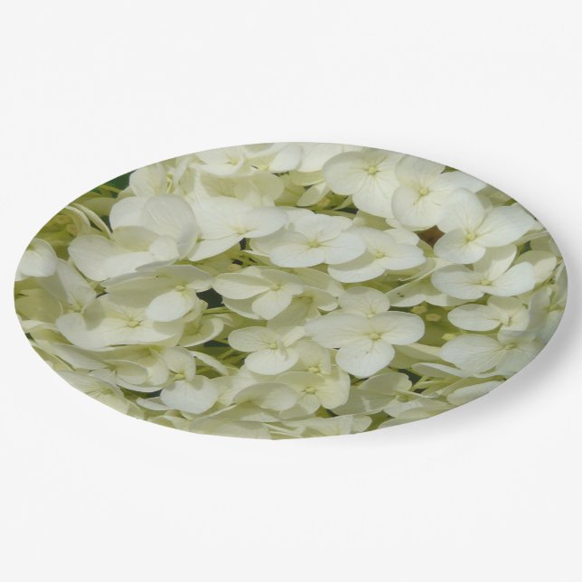 Weiße Hydrangea Pappteller (Schrägansicht)
