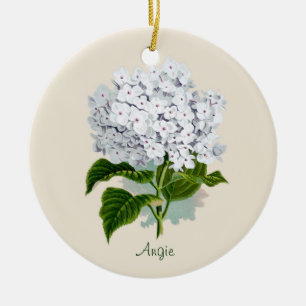 Weiße Hydrangea-Verzierung Keramikornament