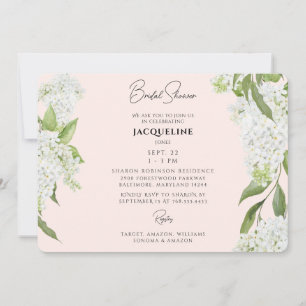 Weiße Hydrangeas Brautparty II Einladung