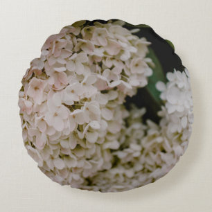 WEISSE HYDRANGEE IM BLOOM RUNDES KISSEN