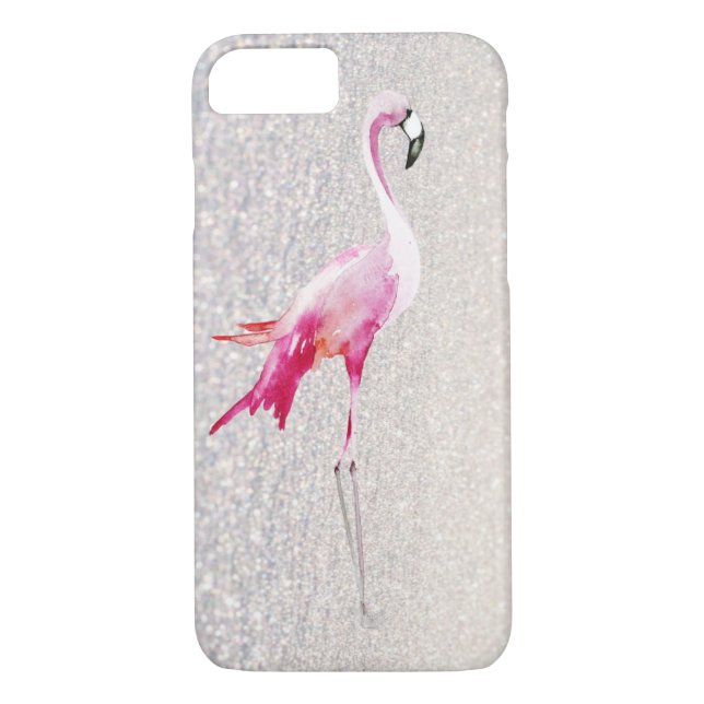Weiße Imitat Glitzer Rosa Aquarellblume Case-Mate iPhone Hülle (Rückseite)