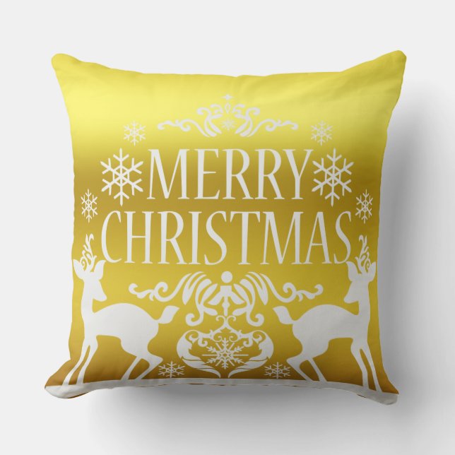 Weiße Imitate Gold Frohe Weihnachts Dekorative Kis Kissen (Vorderseite)