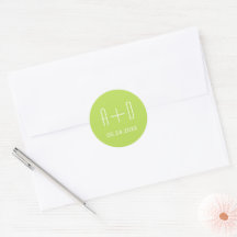 Weiße Initialen, hellgrüne, einfache, elegante Hoc