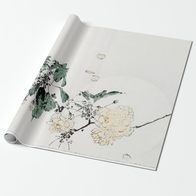 WEISSE JAPANISCHE BLUME DRUCKEN Wrapping Paper Geschenkpapier (Ungerollt)