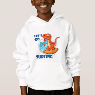 Weiße Jugend-Surfing-Dinosaurier-Hoodie Größe M Hoodie