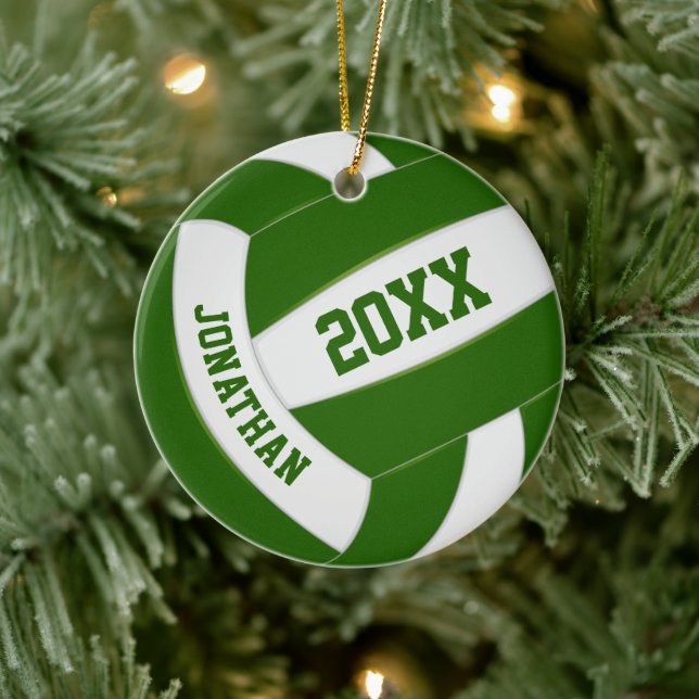 Weiße Jungs Mädchen Volleyballmannschaft Farben Keramik Ornament (Baum)