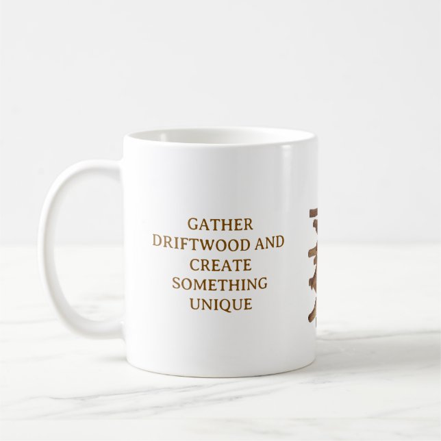 WEIßE KAFFEETASSE MIT TREIBHOLZ-THEMA (Links)