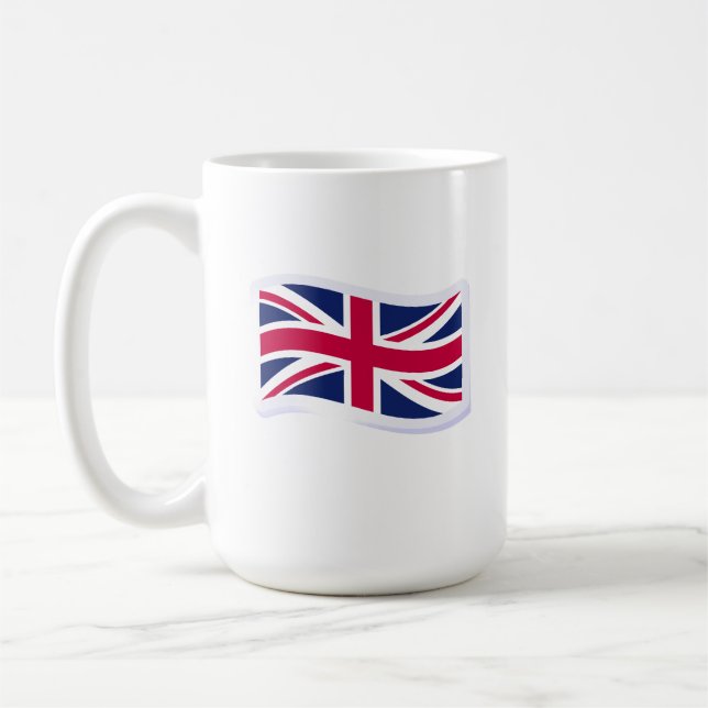 Weiße Kaffeetasse mit Union Jack (Links)