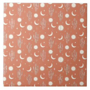 Weiße Kaktusmuster Fliese