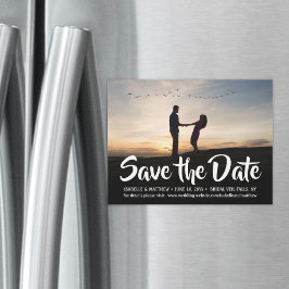 Weiße Kalligrafie Ein Foto Hochzeit speichern das  Magneteinladung