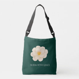 Weiße Kamelie Elegant Tiefgrün Botanischer Blütens Tragetaschen Mit Langen Trägern