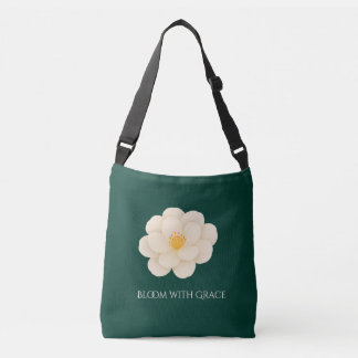 Weiße Kamelie Elegant Tiefgrün Botanischer Blütens Tragetaschen Mit Langen Trägern