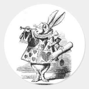 Weiße Kaninchen-Alice im Runder Aufkleber