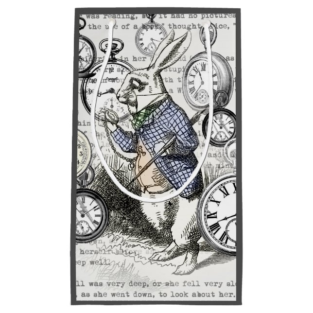 Weiße Kaninchen-Alice im Wunderland Kleine Geschenktüte (Vorderseite)