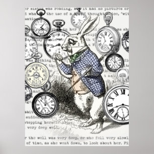 Weiße Kaninchen-Alice im Wunderland Poster