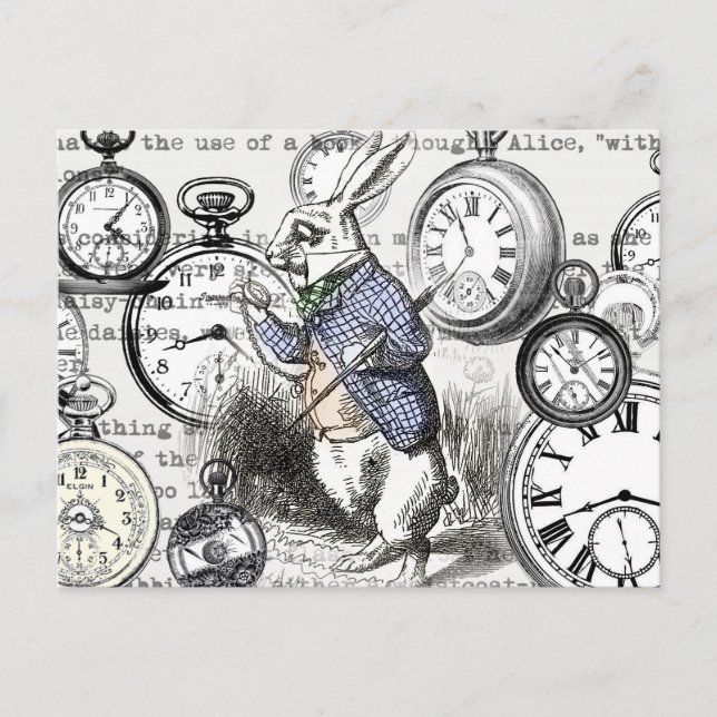 Weiße Kaninchen-Alice im Wunderland Postkarte (Vorderseite)