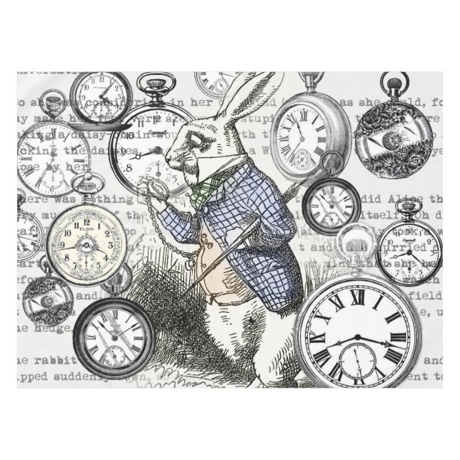 Weiße Kaninchen-Alice im Wunderland Tischdecke (Vorderseite (Horizontal))