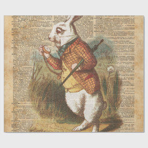 Weiße Kaninchen-Alice im Wunderland-Vintage Kunst Geschenkpapier