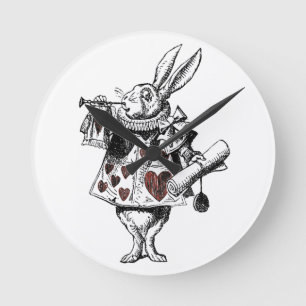 Weiße Kaninchen der Herzen - Alice im Wunderland Runde Wanduhr