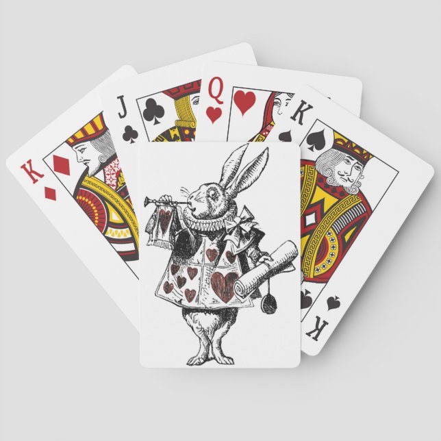 Weiße Kaninchen der Herzen - Alice im Wunderland Spielkarten (Rückseite)