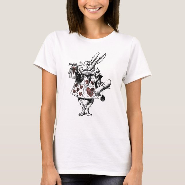 Weiße Kaninchen der Herzen - Alice im Wunderland T-Shirt (Vorderseite)