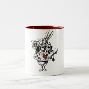 Weiße Kaninchen der Herzen - Alice im Wunderland Zweifarbige Tasse