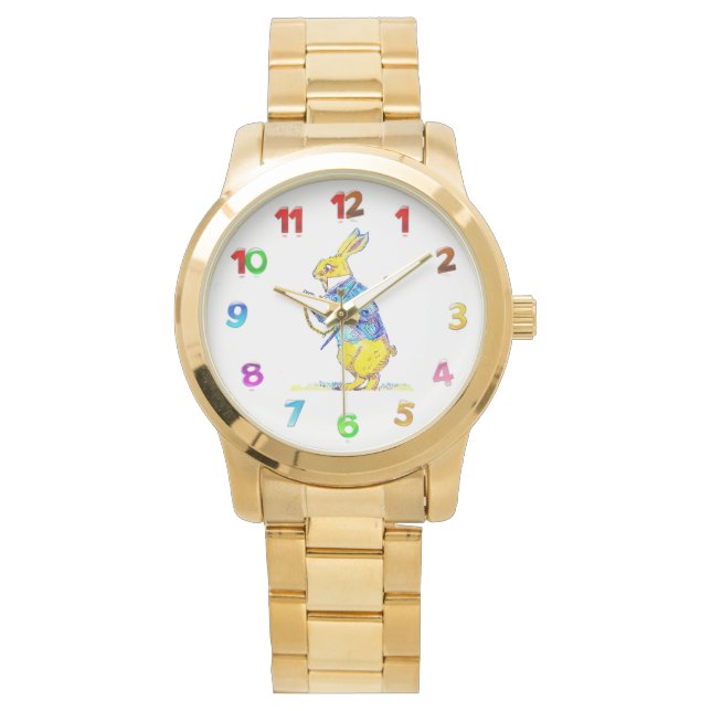 Weiße Kaninchen-Frauenwache Armbanduhr (Vorderseite)