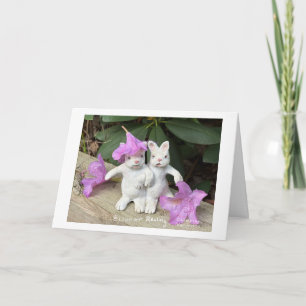 Weiße Kaninchen mit Rhododendren Karte