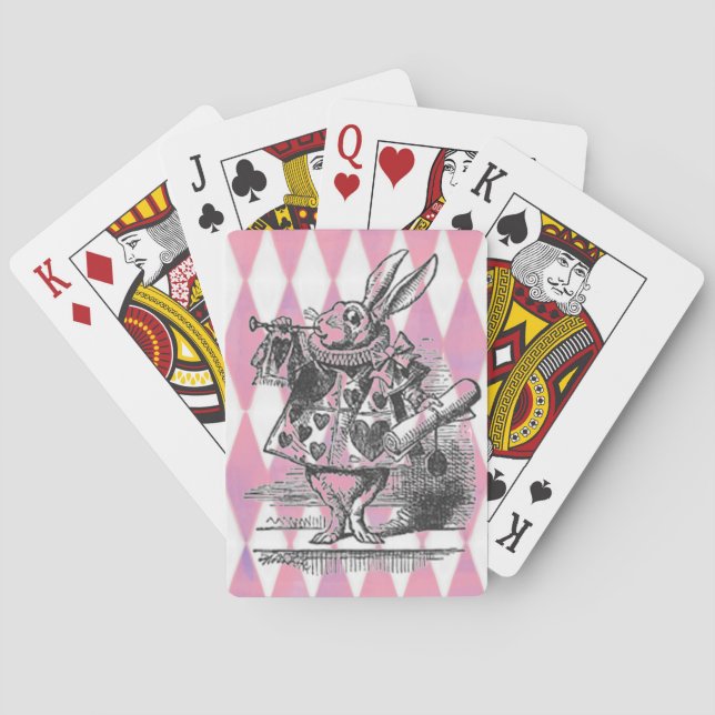 Weiße Kaninchen-Rosa-Harlekin-Karten Spielkarten (Rückseite)