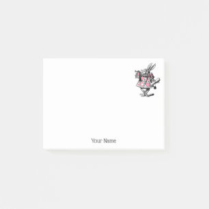 Weiße Kaninchen-Trompeter Alice Adv Wonderland Pin Post-it Klebezettel