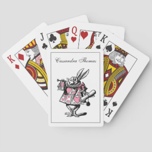 Weiße Kaninchen-Trompeter Alice Adv Wonderland Pin Spielkarten
