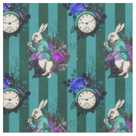 Weiße Kaninchen und Uhren der Alice im Wunderland Stoff