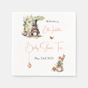 Weiße Kaninchen und Viktorianische Teacup-Maus Serviette