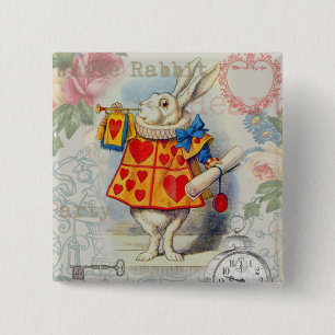 Weiße Kaninchenherzen Alice Klassiker Button