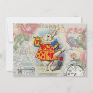 Weiße Kaninchenherzen Alice Klassiker Einladung
